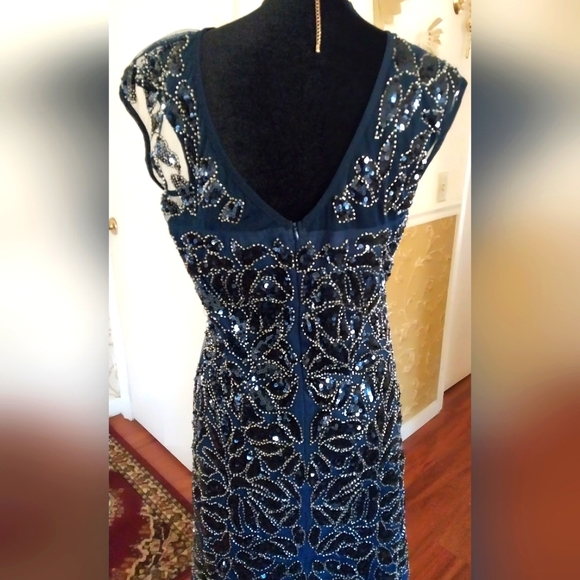 Adrianna Papell Navy Sequin Gown - Picture 6 of 10